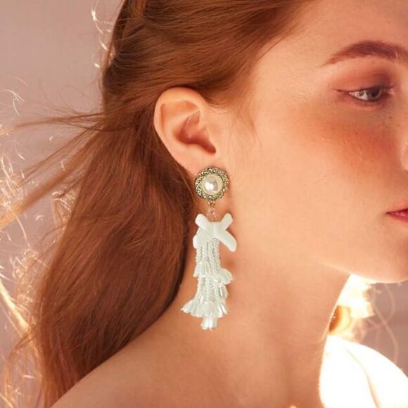 Flower drop earrings M490 - Picture 3 of 6